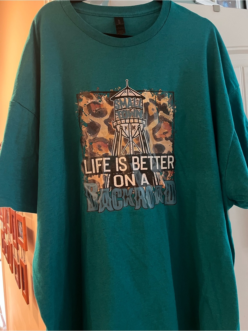 Gildan Teal Heavy Cotton Crewneck T-Shirt “Life is better on a backroad” 4XL